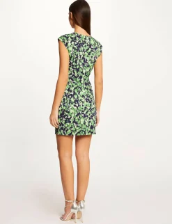 Robes>Morgan Robe Ajustee Drapee Imprime Abstrait Femme | Vert