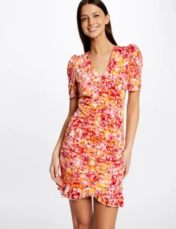 Robes>Morgan Robe Ajustee Froncee Imprime Floral Femme | Multico