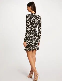 Robes>Morgan Robe Ajustee Froncee Imprime Abstrait Femme | Multico