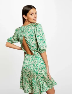 Robes>Morgan Robe Cintree Dos Ouvert Satin Imprimee Femme | Multico