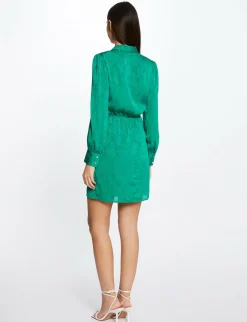 Robes>Morgan Robe Droite Drapee Satinee Imprimee Femme | Vert