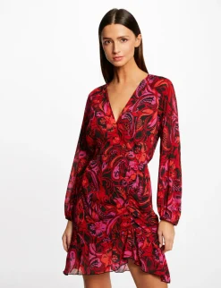 Robes>Morgan Robe Droite Froncee Imprime Vegetal Femme | Multico
