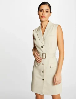 Robes>Morgan Robe Droite Sans Manches Ceinturee Femme | Beige