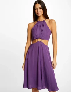 Robes>Morgan Robe Evasee Avec Anneau Et Ouvertures Violet Fonce Femme | Violet_Fonce