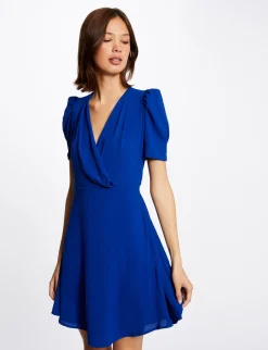 Robes>Morgan Robe Evasee Avec Col Cache-Coeur Bleu Electrique Femme | Bleu_Electrique