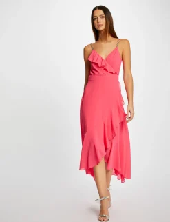 Robes>Morgan Robe Longue Evasee A Volants Femme | Rose