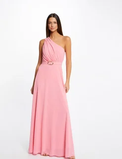 Robes>Morgan Robe Longue Evasee Asymetrique Rose Clair Femme | Rose_Clair
