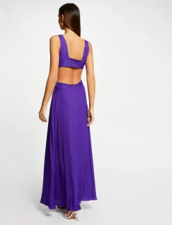 Robes>Morgan Robe Longue Evasee Avec Ouvertures Violet Fonce Femme | Violet_Fonce