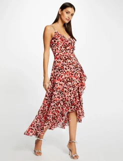 Robes>Morgan Robe Longue Evasee Imprime Abstrait Femme | Rose