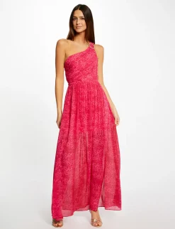 Robes>Morgan Robe Longue Evasee Imprime Leopard Femme | Rose