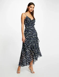 Robes>Morgan Robe Longue Evasee Imprime Abstrait Femme | Bleu
