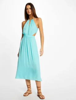 Robes>Morgan Robe Midi Evasee A Encolure Americaine Bleu Clair Femme | Bleu_Clair