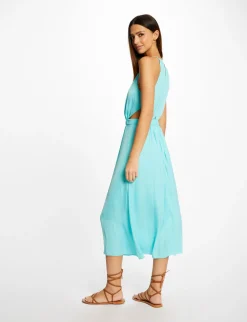 Robes>Morgan Robe Midi Evasee A Encolure Americaine Bleu Clair Femme | Bleu_Clair