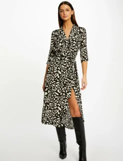 Robes>Morgan Robe Midi Portefeuille Imprime Abstrait Femme | Multico