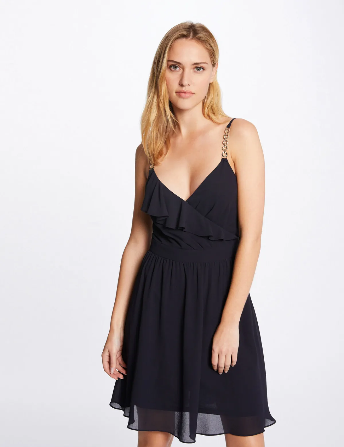 Robes>Morgan Robe Patineuse Avec Col Cache-Coeur Femme | Marine