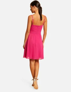 Robes>Morgan Robe Patineuse Avec Col Cache-Coeur Rose Fonce Femme | Rose_Fonce
