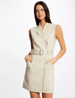 Robes>Morgan Robe Portefeuille Zippee Ceinturee Beige Clair Femme | Beige_Clair