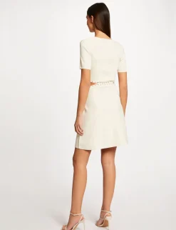 Robes>Morgan Robe Pull Ajustee A Clous Et Ouvertures Ecru Moyen Femme | Ecru_Moyen