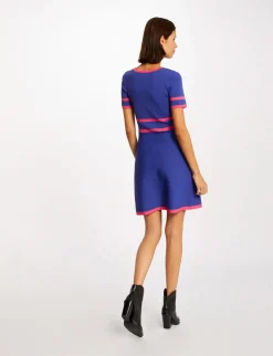 Robes>Morgan Robe Pull Droite Manches Courtes Violet Fonce Femme | Violet_Fonce