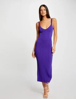 Robes>Morgan Robe Pull Longue Ajustee Fendue Femme | Violet