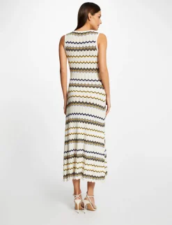 Robes>Morgan Robe Pull Longue Droite Imprime Chevron Femme | Ivoire