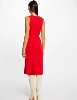 Robes>Morgan Robe Pull Midi Ajustee Col En V Femme | Rouge