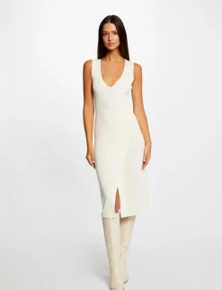 Robes>Morgan Robe Pull Midi Ajustee Col En V Femme | Ivoire