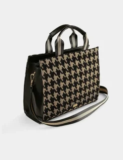 Maroquinerie>Morgan Sac Cabas Imprime Pied De Coq Femme | Marron
