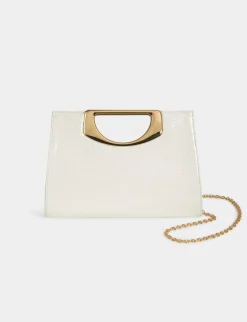 Maroquinerie>Morgan Sac Pochette Aspect Croco Femme | Blanc