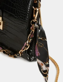 Maroquinerie>Morgan Sac Pochette Aspect Croco Avec Foulard Femme | Noir