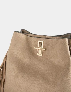 Maroquinerie>Morgan Sac Seau A Franges Aspect Python Femme | Beige