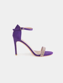 Chaussures>Morgan Sandales A Talons Avec Details Bijoux Violet Fonce Femme | Violet_Fonce
