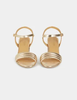 Chaussures>Morgan Sandales A Talons Metallisees En Cuir Femme | Dore