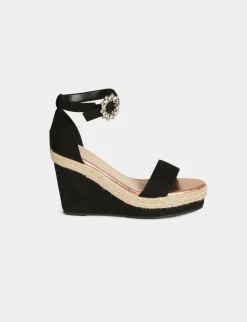 Chaussures>Morgan Sandales Compensees A Boucles Strass Femme | Noir