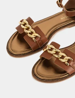 Chaussures>Morgan Sandales Plates Avec Chaine Femme | Marron