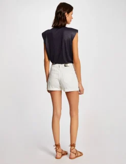 Shorts>Morgan Short Ajuste A Pont En Jean Femme | Ecru