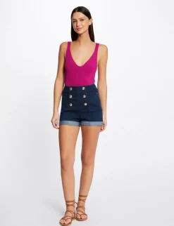 Shorts>Morgan Short Ajuste A Ponts En Jean Jean Brut Femme | Jean_Brut