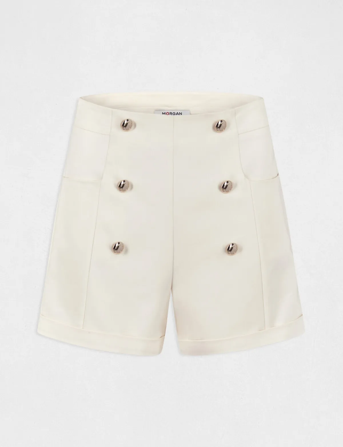 Shorts>Morgan Short City Droit A Ponts Ecru Moyen Femme | Ecru_Moyen