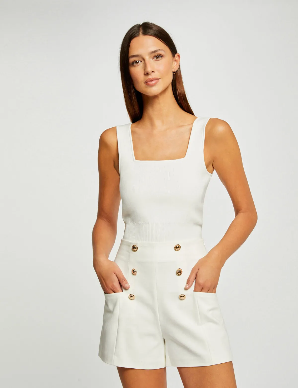 Shorts>Morgan Short City Droit A Ponts Femme | Ecru