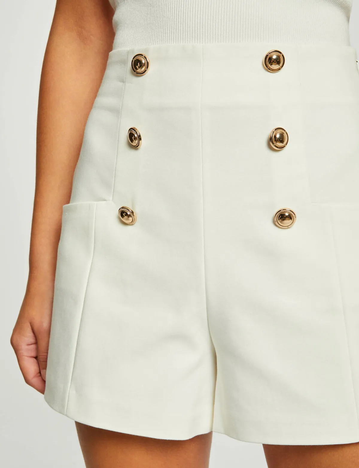 Shorts>Morgan Short City Droit A Ponts Femme | Ecru