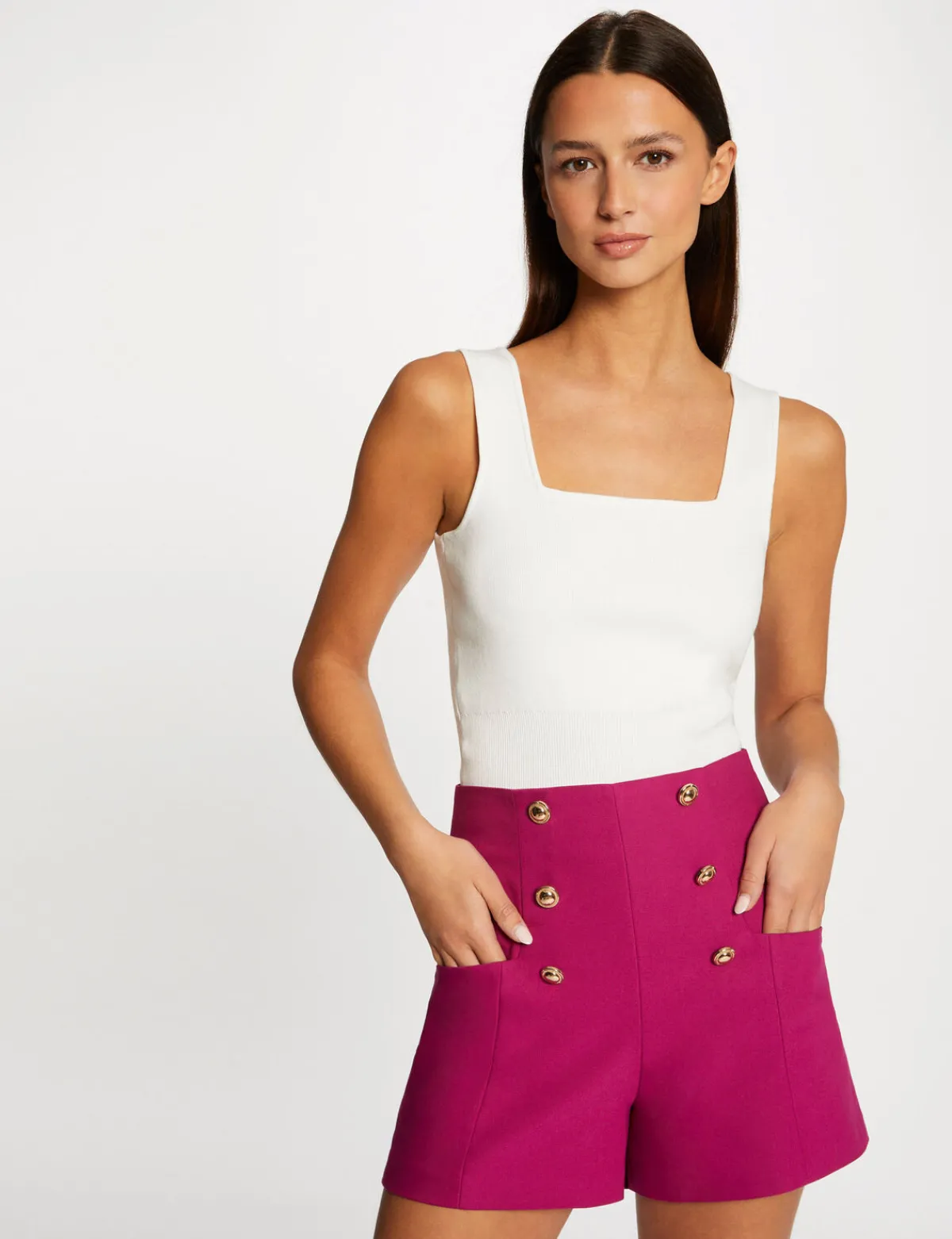 Shorts>Morgan Short City Droit A Ponts Femme | Framboise