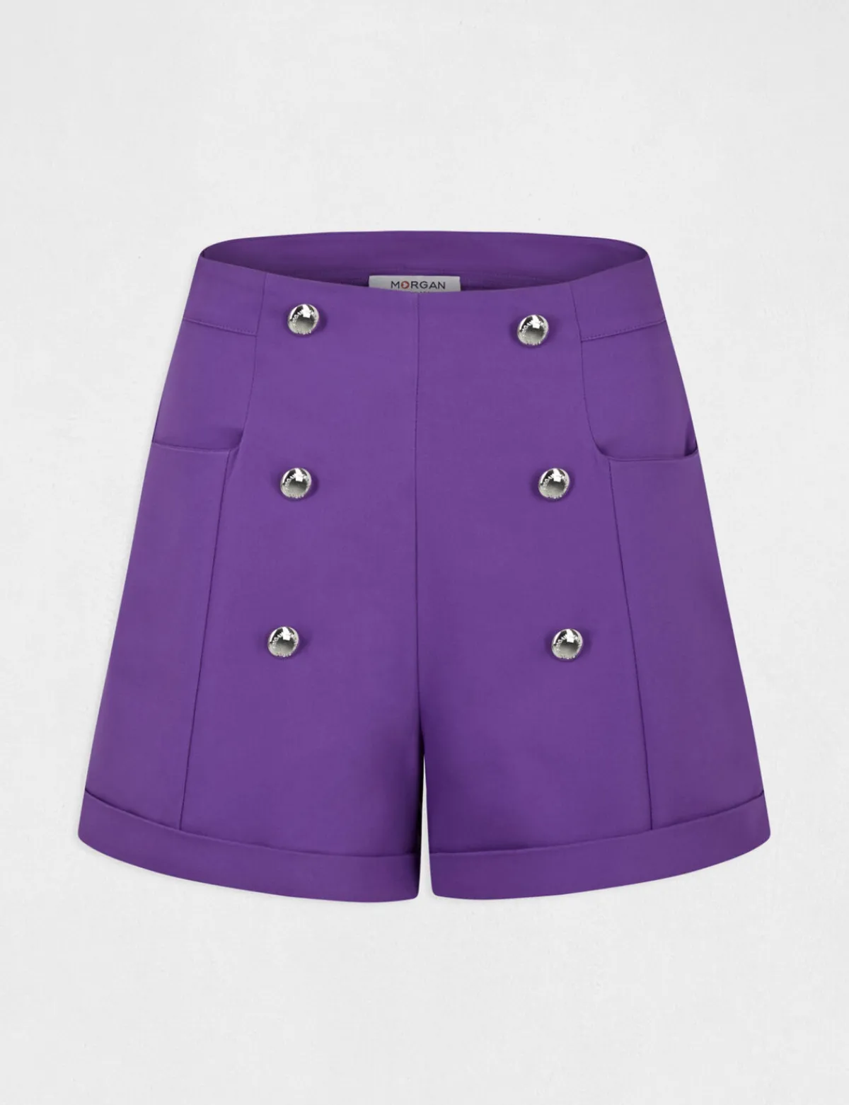 Shorts>Morgan Short City Droit A Ponts Violet Fonce Femme | Violet_Fonce