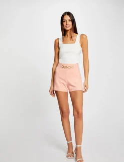 Shorts>Morgan Short City Droit Avec Ornement Rose Moyen Femme | Rose_Moyen
