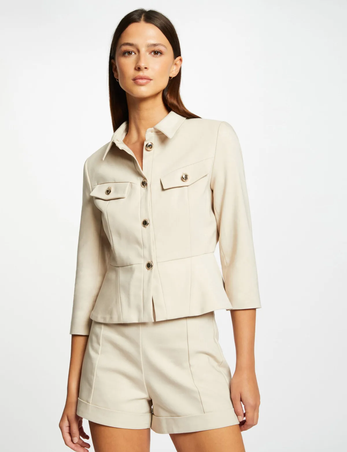 Ensembles Et Tailleurs>Morgan Short City Droit Taille Haute Femme | Beige
