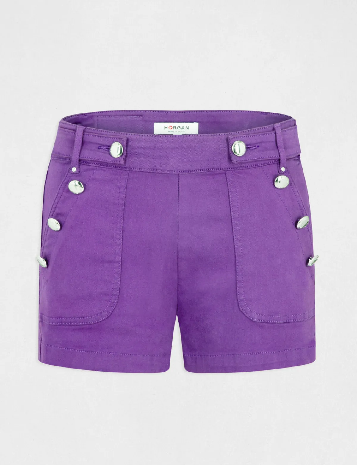 Shorts>Morgan Short Droit A Ponts Violet Fonce Femme | Violet_Fonce