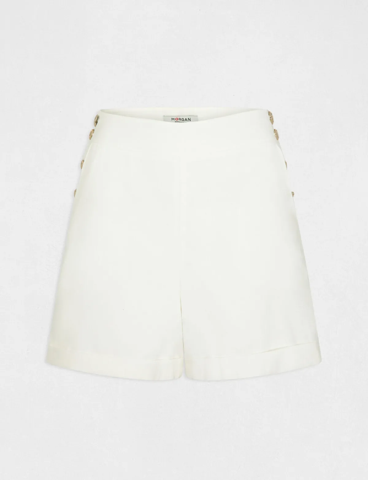 Shorts>Morgan Short Droit Fluide A Ponts Femme | Ecru