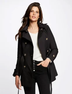 Manteaux>Morgan Trench Droit Ceinture A Capuche Femme | Noir