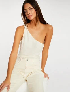 Tops Et T-Shirts>Morgan T-Shirt A Manches Asymetriques Ecru Moyen Femme | Ecru_Moyen