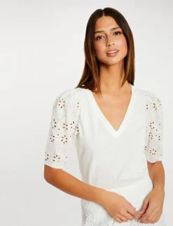Tops Et T-Shirts>Morgan T-Shirt A Manches Courtes Femme | Ecru