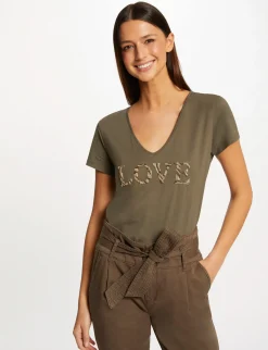 Tops Et T-Shirts>Morgan T-Shirt A Manches Courtes Vert Kaki Femme | Vert_Kaki